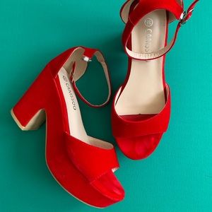 Camssoo red velvet platforms
